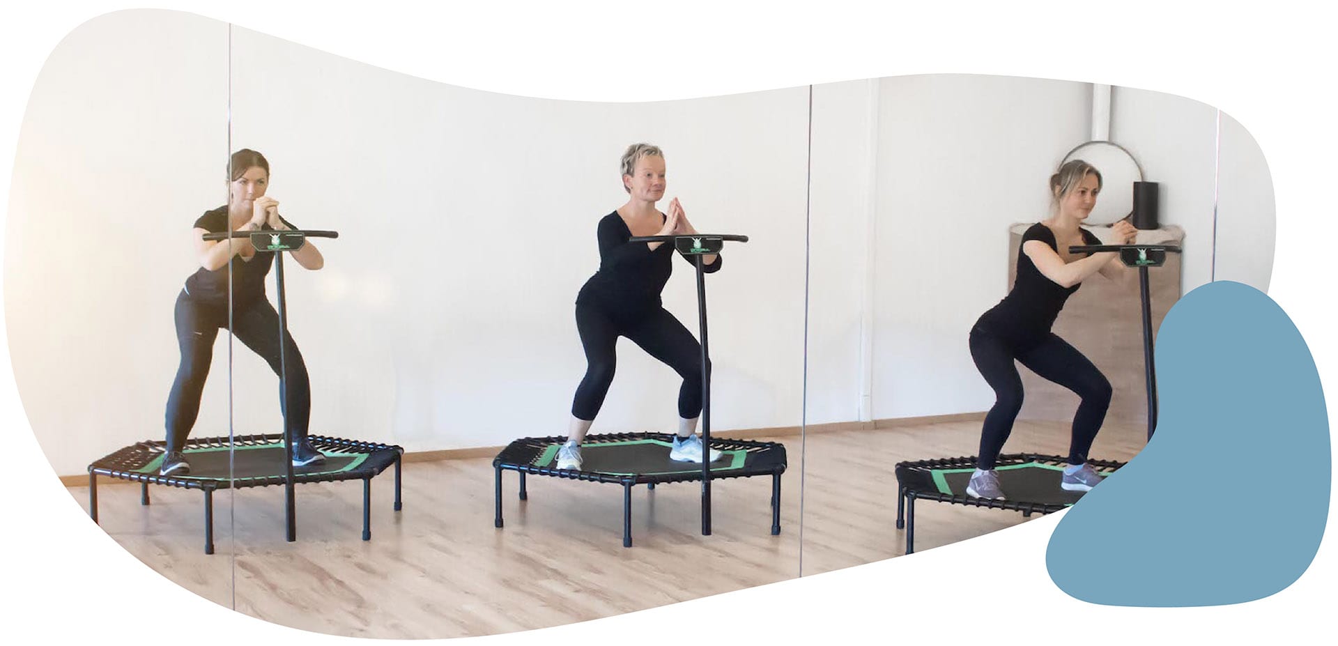 Femme Motion - Kurse Titelbild - Trainerinnen am Trampolin - Jumping Kurse